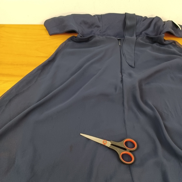 After Six Chiffon Bridesmaid Dress Size 4 In Midnight  Slit Sleeveless Tie Back - Picture 11 of 15